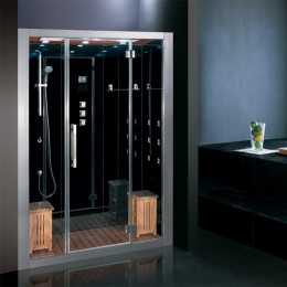 Dampfdusche DZ972-1F8 schwarz 123x95cm Nischeneinbau ohne Duschtasse