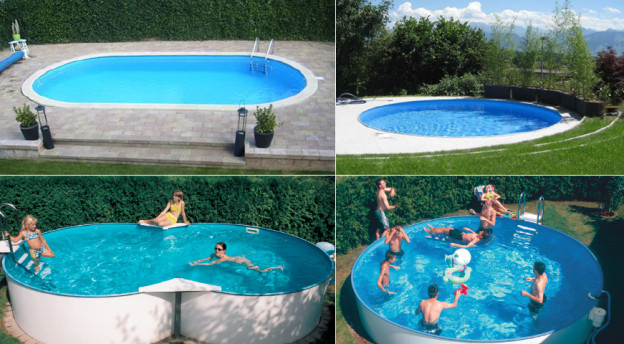 Stahlwand-Schwimmbäder in verschiedenen Ausführungen