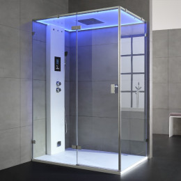 Dampfdusche F15 150x90cm weiss links