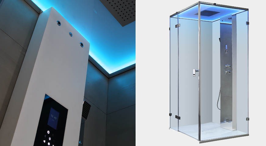 Mineralguss und Edelstahlpaneele